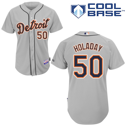 Bryan Holaday #50 MLB Jersey-Detroit Tigers Men's Authentic Road Gray Cool Base Baseball Jersey